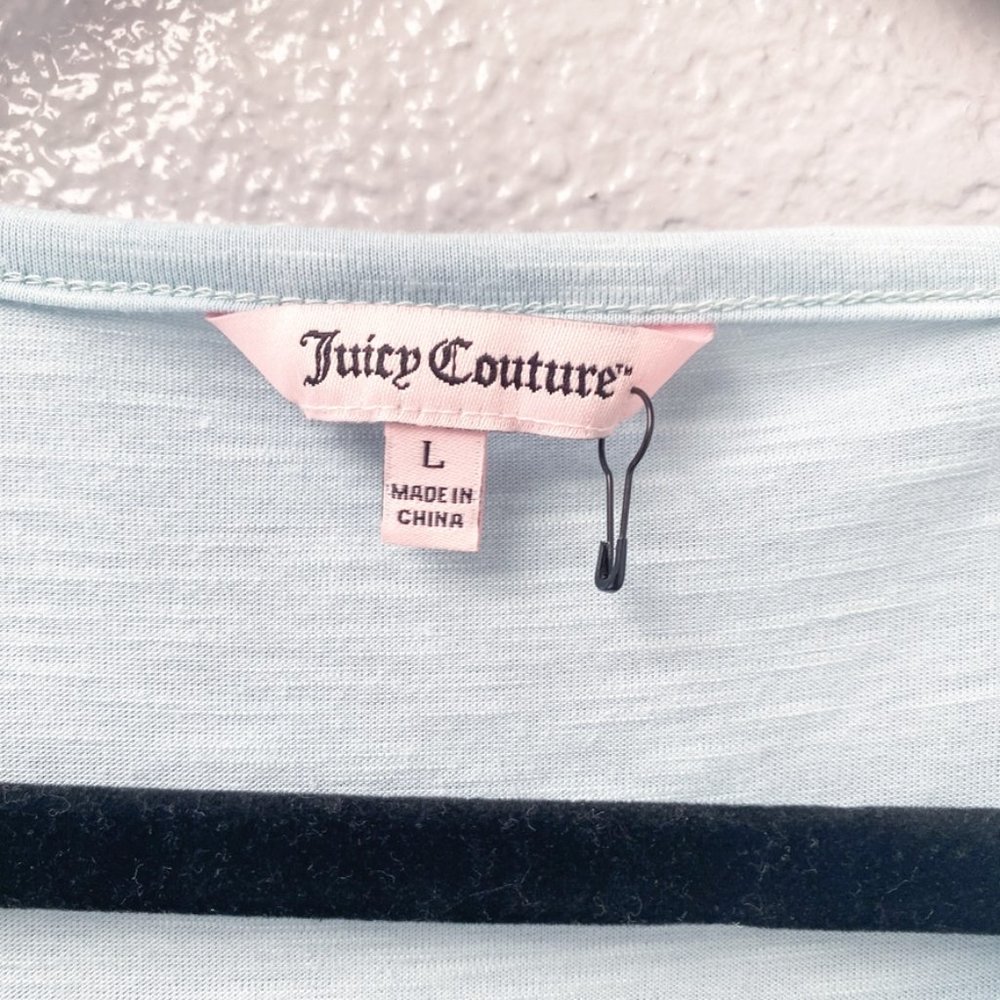 Juicy Couture - Light Blue, Y2K, Flowy Top, with Adjustable Front Tie, Size L - Picture 2 of 10